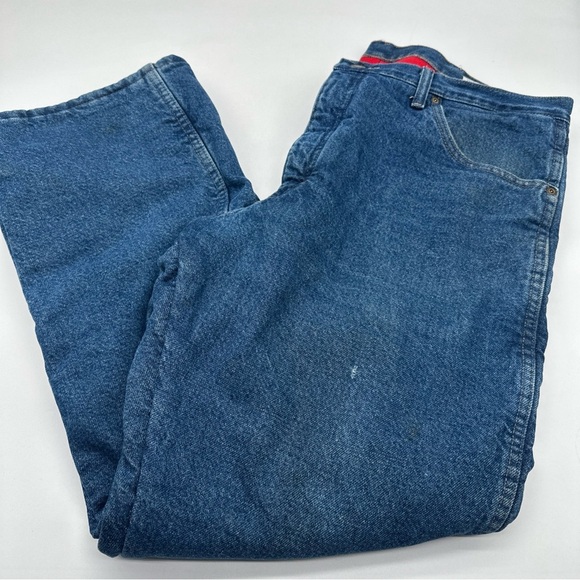 Wrangler Rugged Wear Red Thermal Lined Outdoor Work Jeans Size 38x30 - Picture 1 of 13
